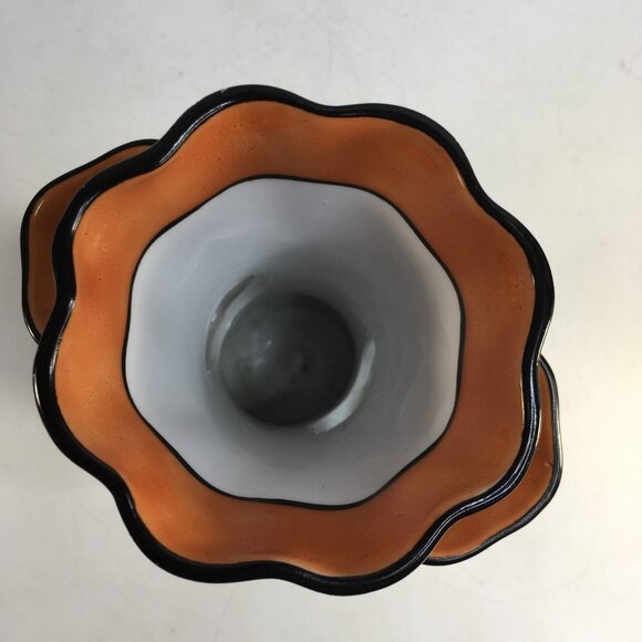 Noritake Art Deco Vase Design 3 Chamber Tulip Yellow Orange Blue Lusterware 7in - Picture 6 of 16